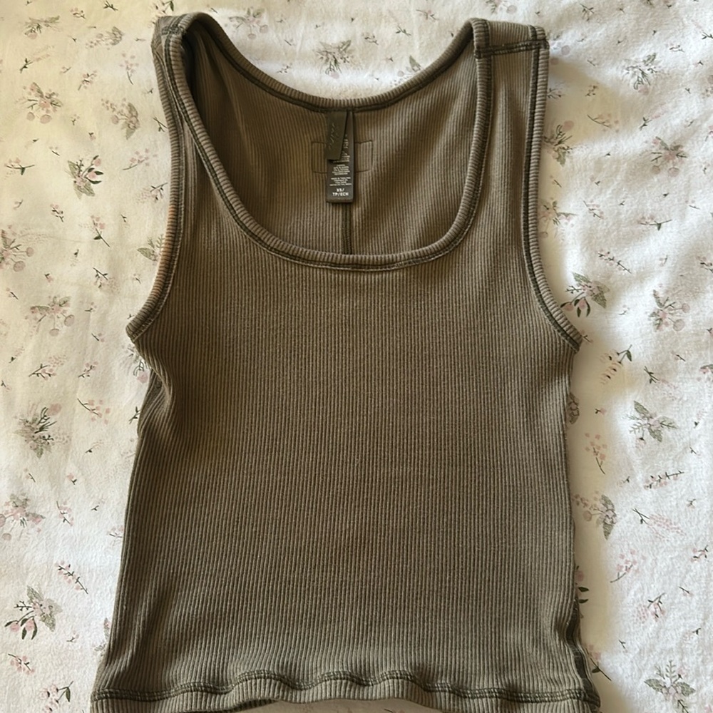 Olive green, skims, cotton rib tank